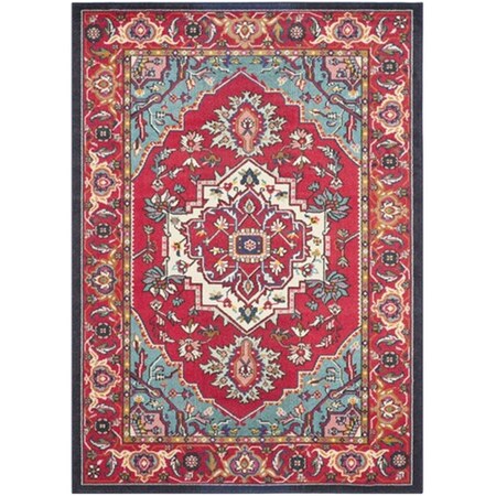 Safavieh Monaco Power Loomed Rectangle Rug- Red - Turquoise- 6 ft. 7 in. x 9 ft. 2 in. MNC207C-6